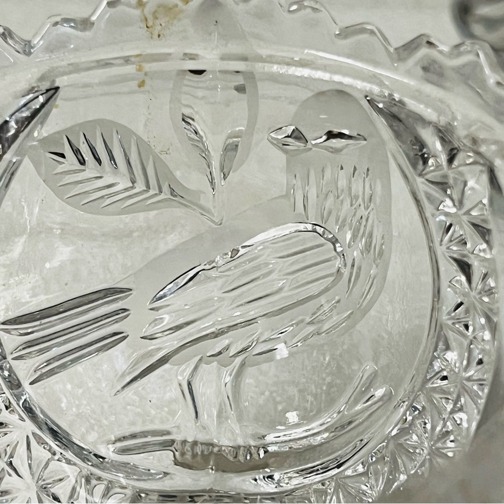 Vintage Hoffbauer Byrdes Lead Crystal Sugar and Creamer Set - Bird Motif - Picture 9 of 9